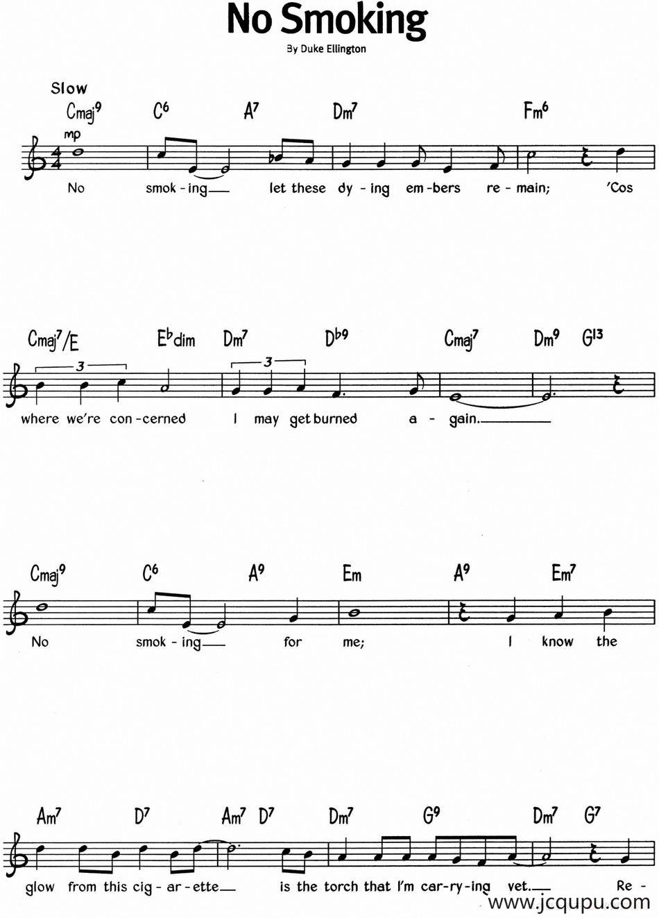 蓝调音乐：No Smoking简谱