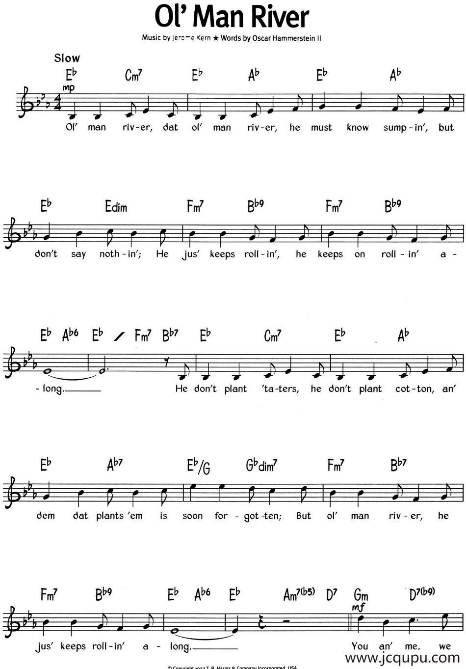 蓝调音乐：Ol' Man River简谱