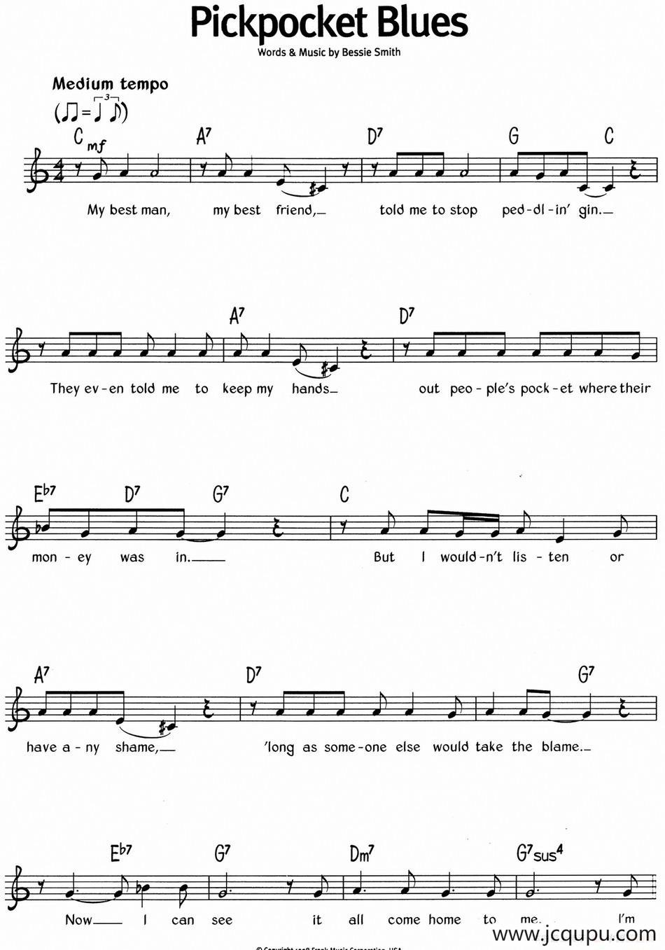 蓝调音乐：Pickpocket Blues简谱