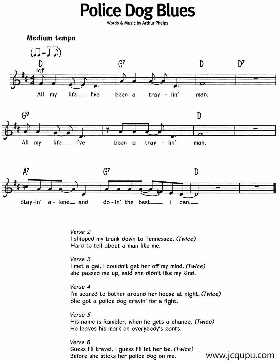 蓝调音乐：Police Dog Blues简谱