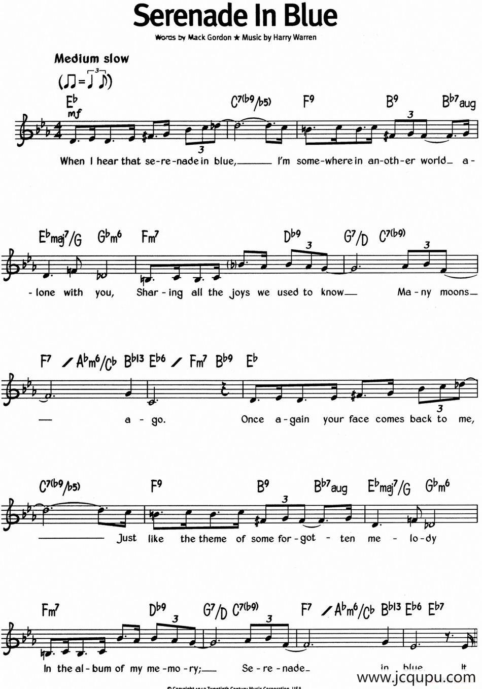 蓝调音乐：Serenade In Blue简谱