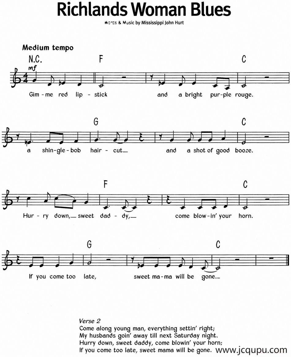 蓝调音乐：Richlands Woman Blues简谱