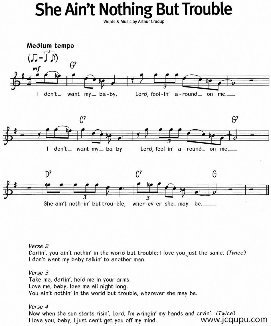 蓝调音乐：She Ain't Nothing But Trouble简谱