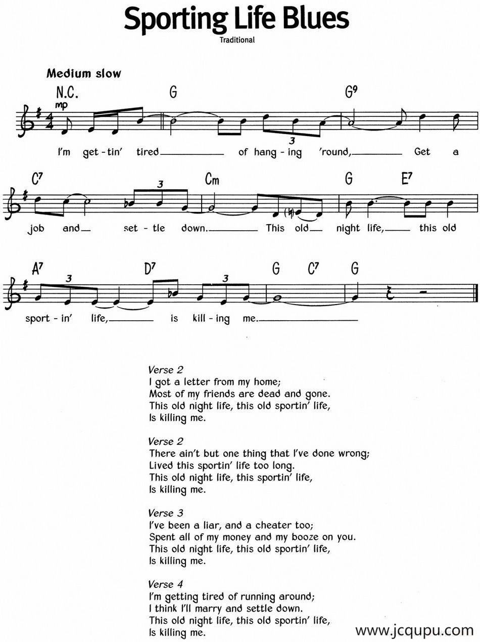 蓝调音乐：Sporting Life Blues简谱