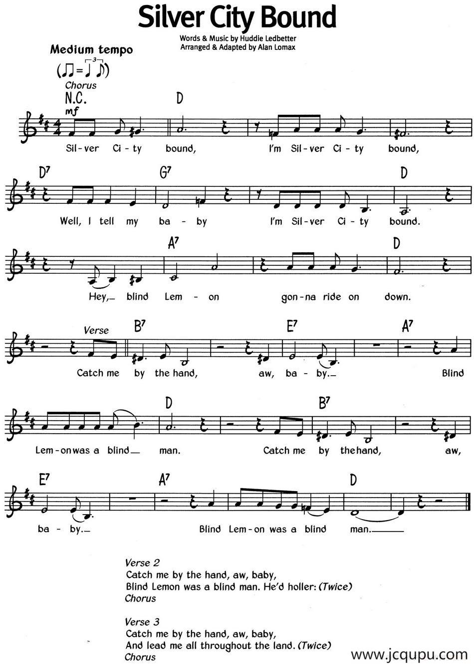 蓝调音乐：Silver City Bound简谱