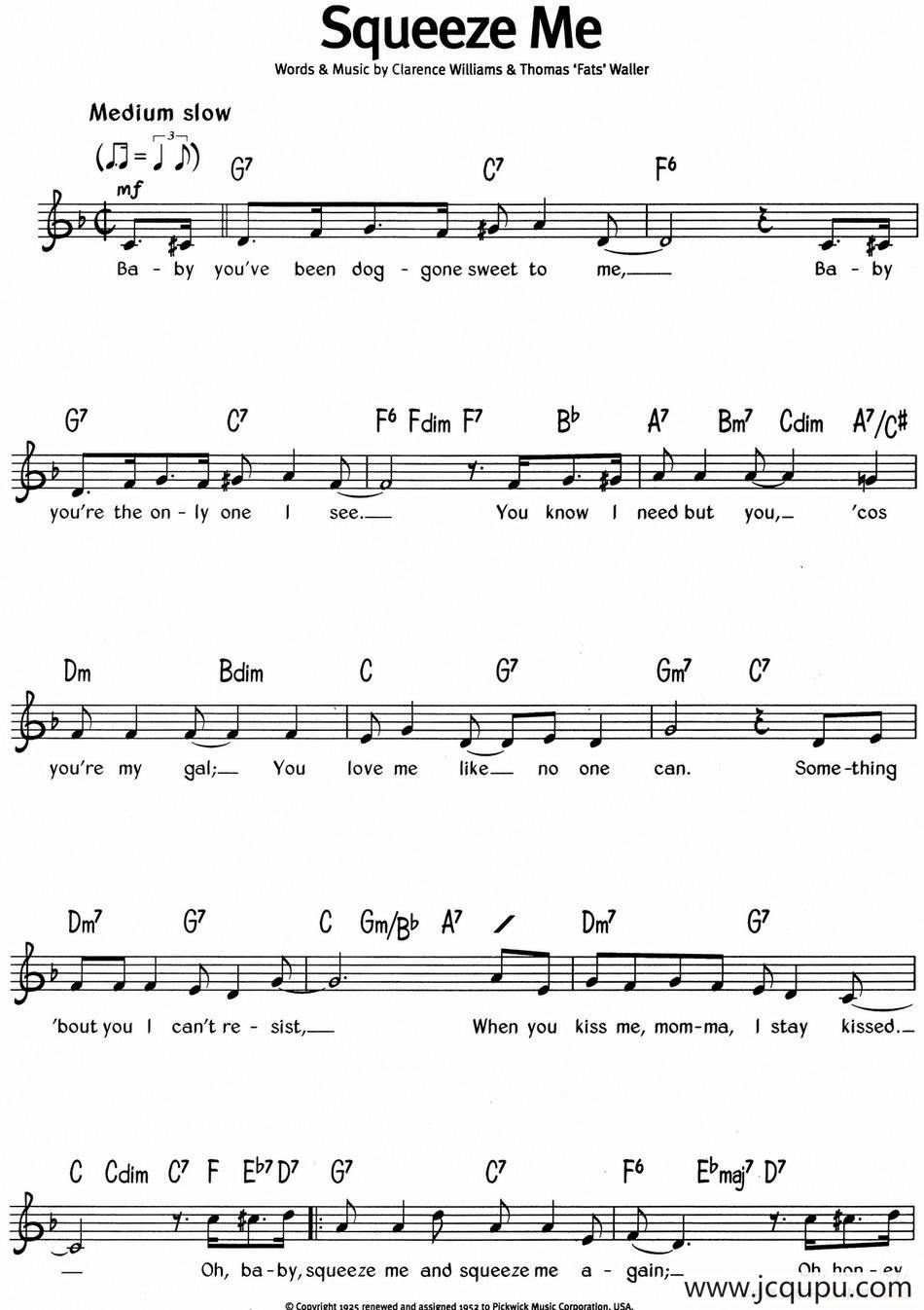 蓝调音乐：Squeeze Me简谱