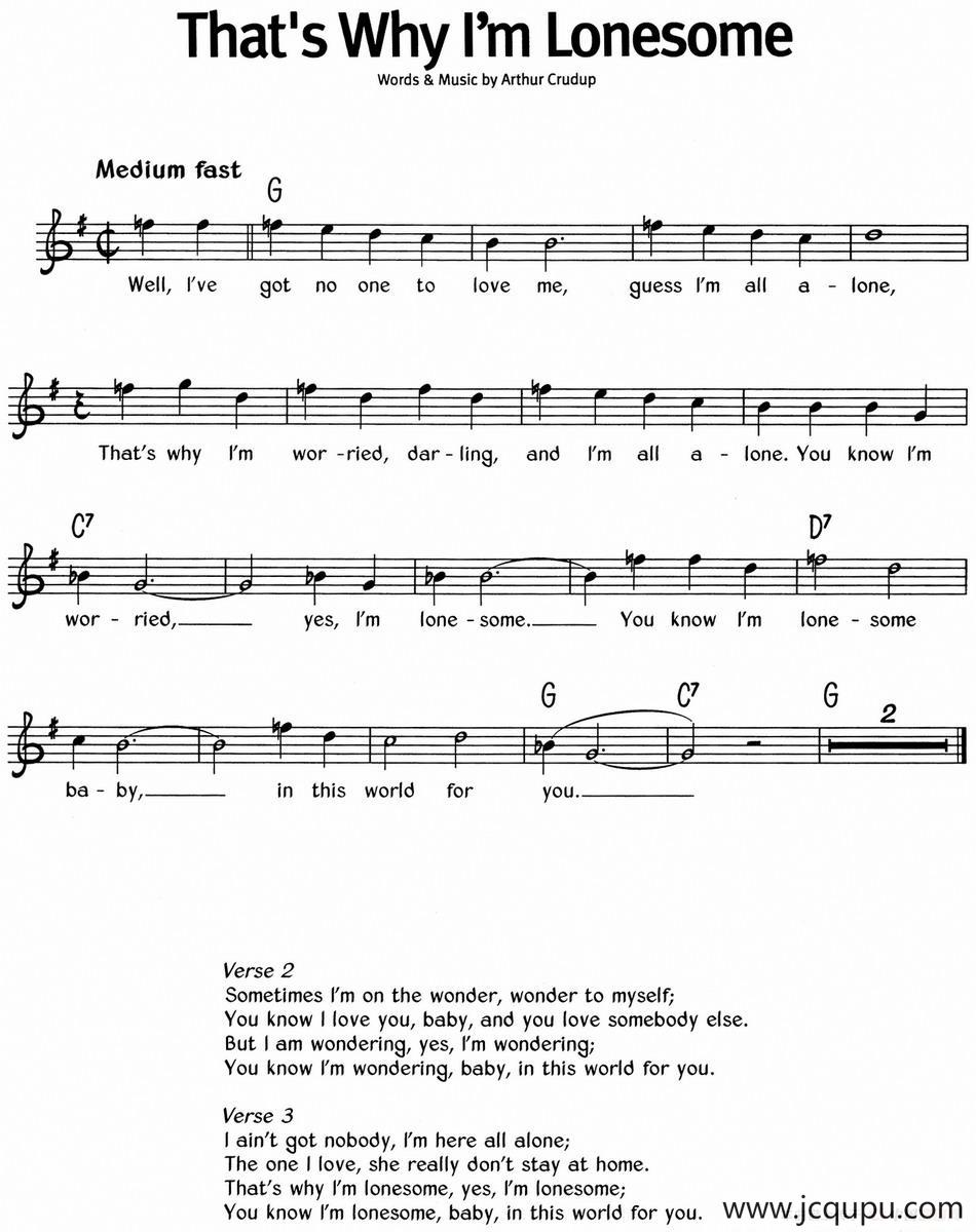 蓝调音乐：That's Why I'm Lonesome简谱