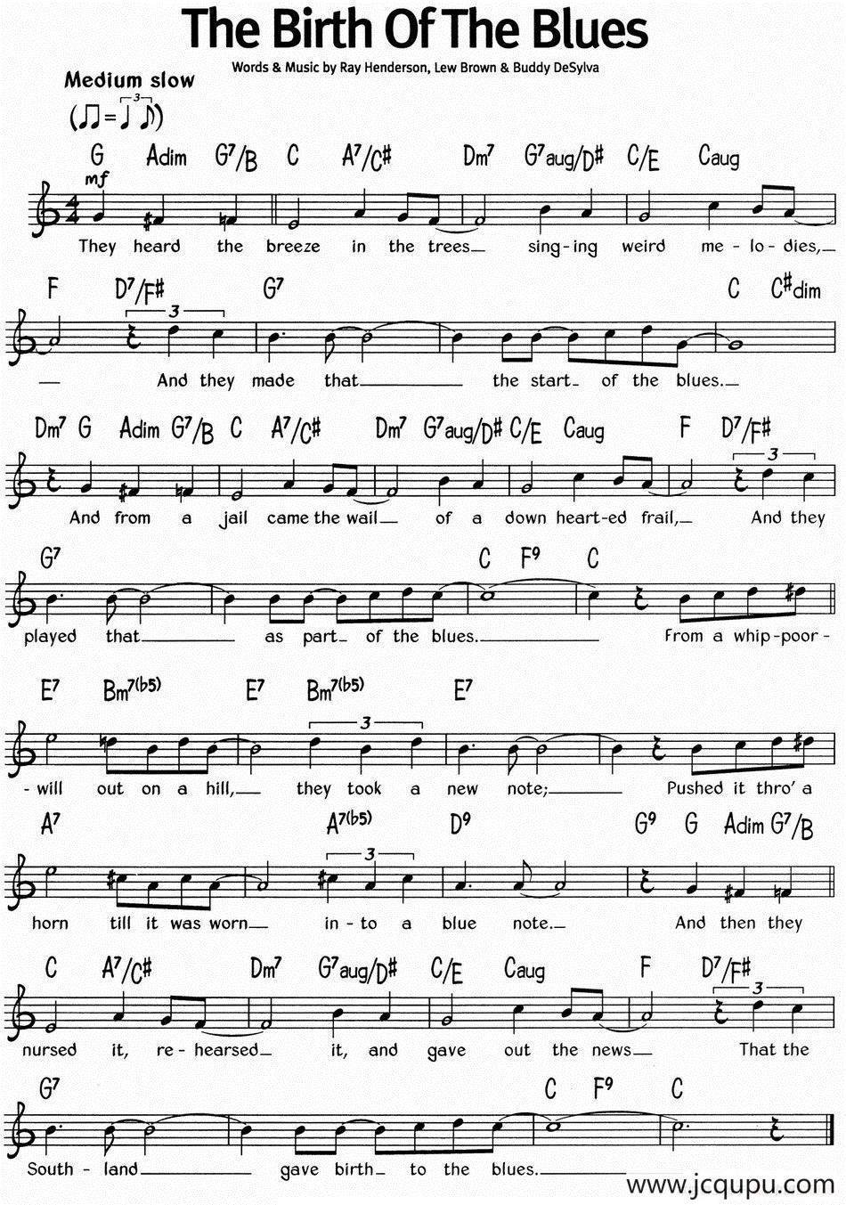 蓝调音乐：The Birth Of The Blues简谱