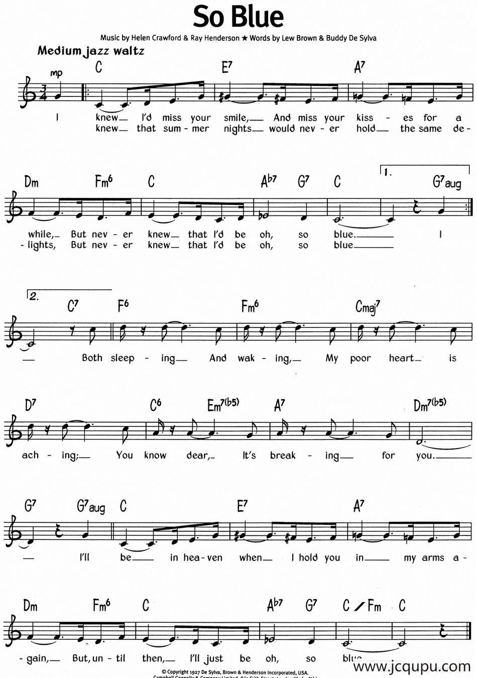 蓝调音乐：So Blue简谱