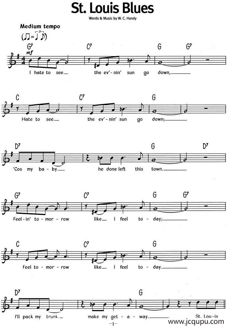 蓝调音乐：St. Louis Blues简谱