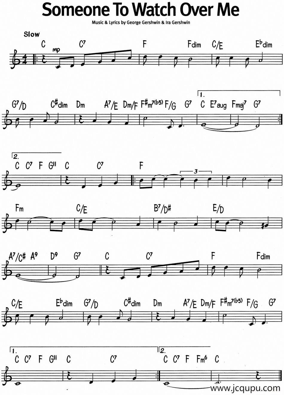 蓝调音乐：Someone To Watch Over Me简谱