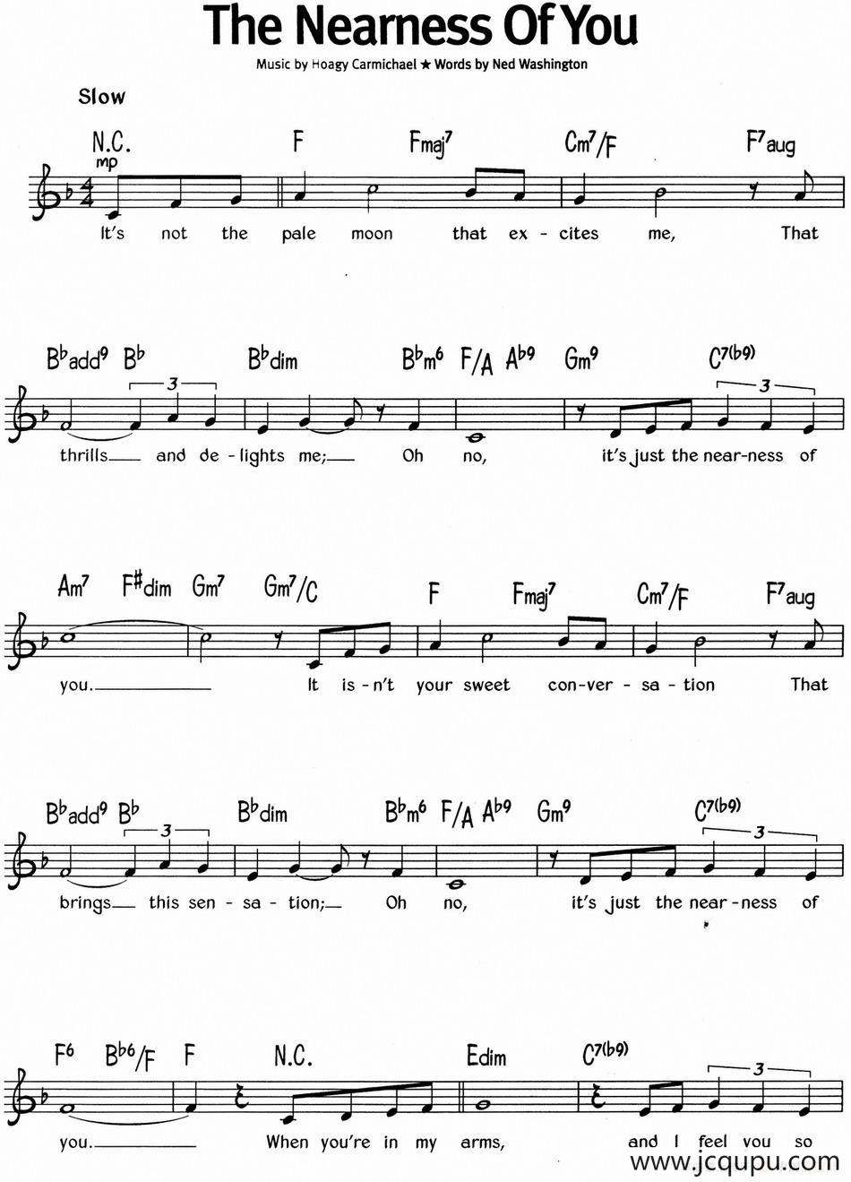 蓝调音乐：The Nearness Of You简谱