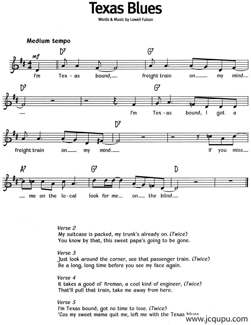 蓝调音乐：Texas Blues简谱