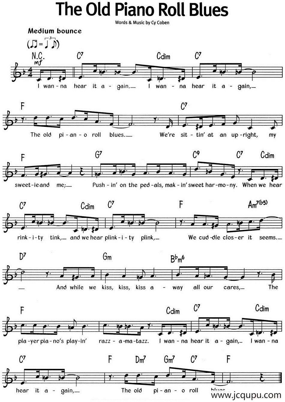 蓝调音乐：The Old Piano Roll Blues简谱