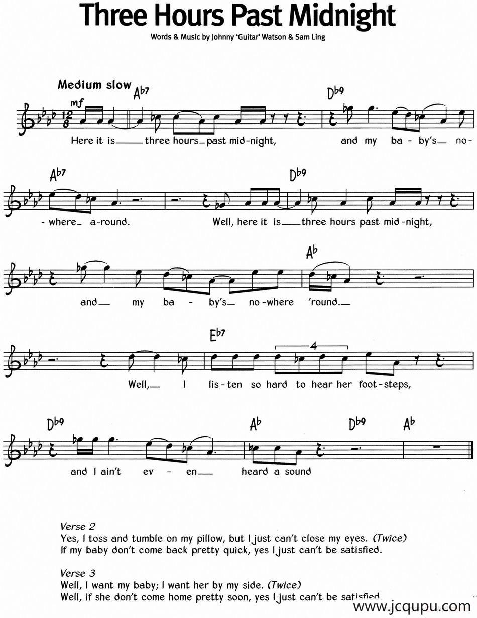 蓝调音乐：Three Hours Past Midnight简谱