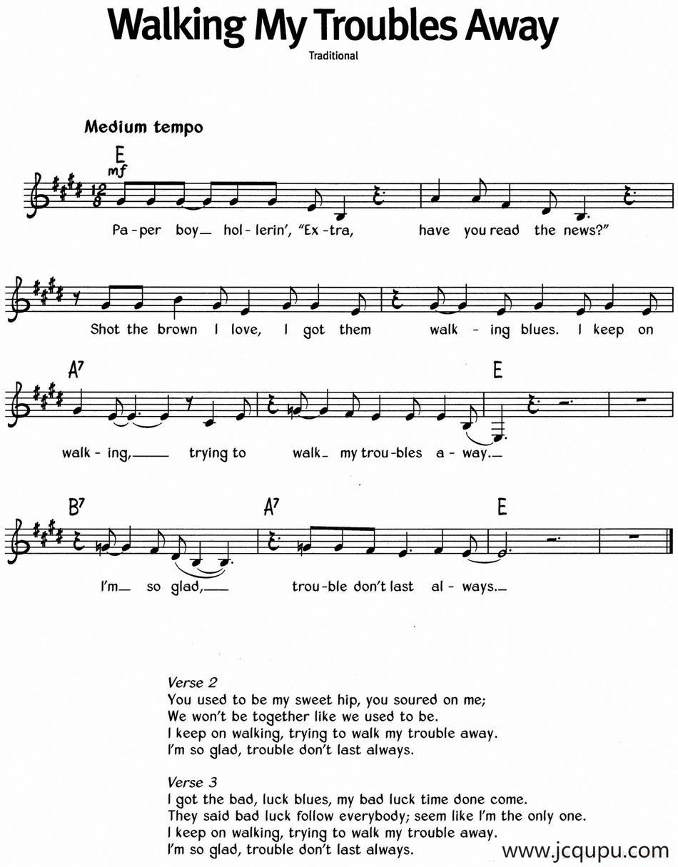 蓝调音乐：Walking My Troubles Away简谱