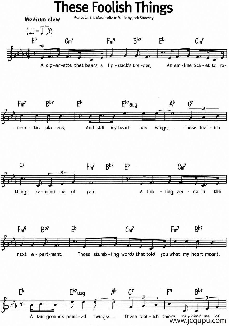 蓝调音乐：These Foolish Things简谱