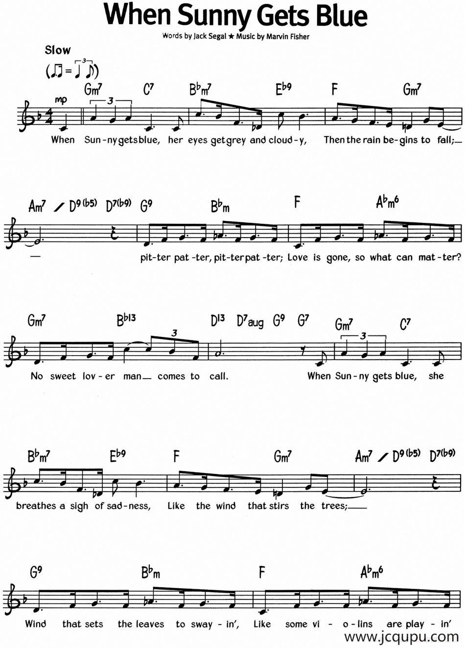 蓝调音乐：When Sunny Gets Blue简谱