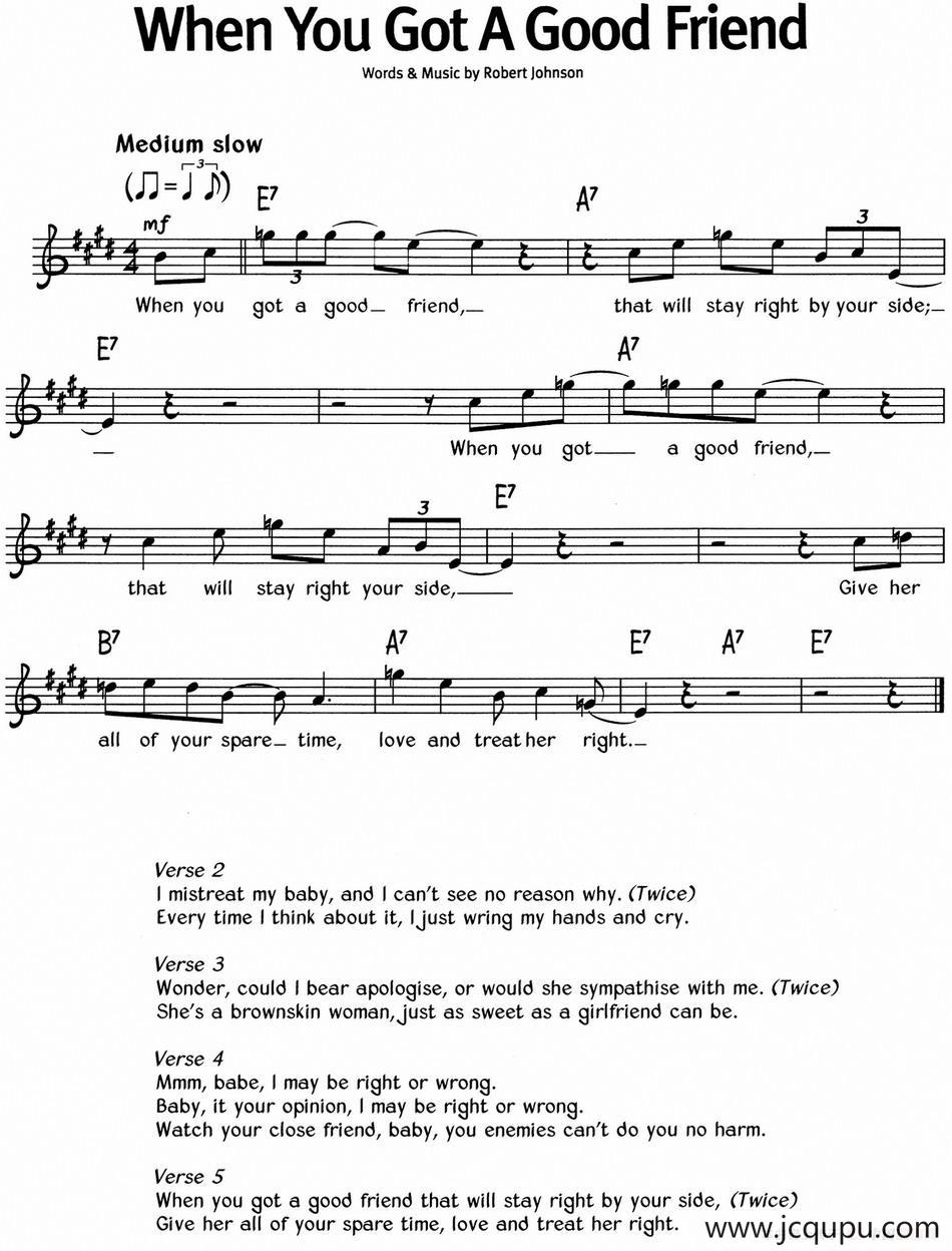 蓝调音乐：When You Got A Good Friend简谱