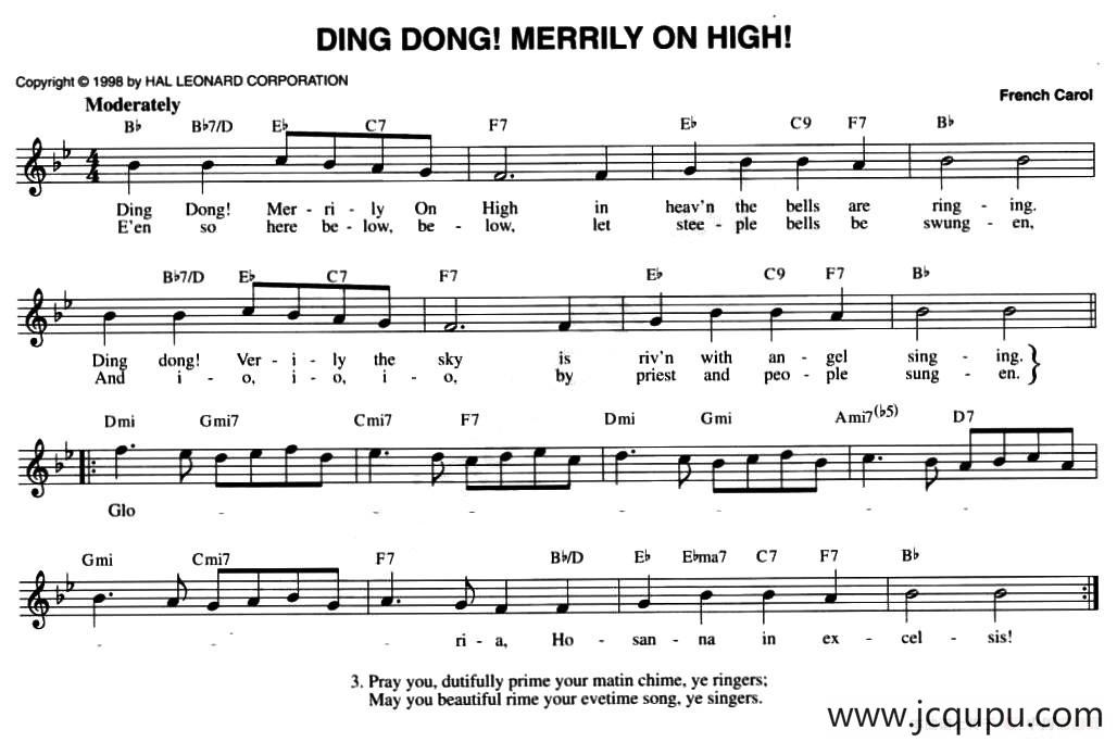 THE ULTIMATE CHRISTMAS FAKE BOOK：47.DING DONG! MERRILY ON HIGH!简谱