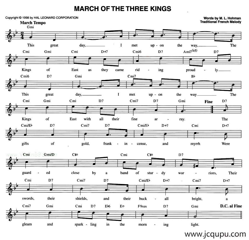 MARCH OF THE THREE KINGS简谱