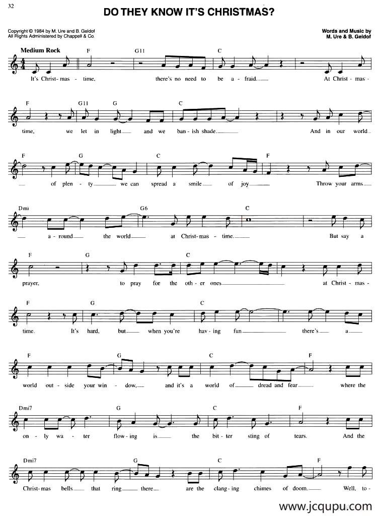 THE ULTIMATE CHRISTMAS FAKE BOOK：46.DO THEY KNOW IT'S CHRISTMAS？简谱