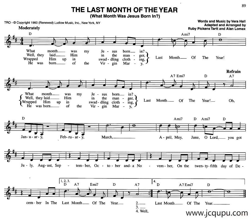 THE LAST MONTH OF THE YEAR简谱