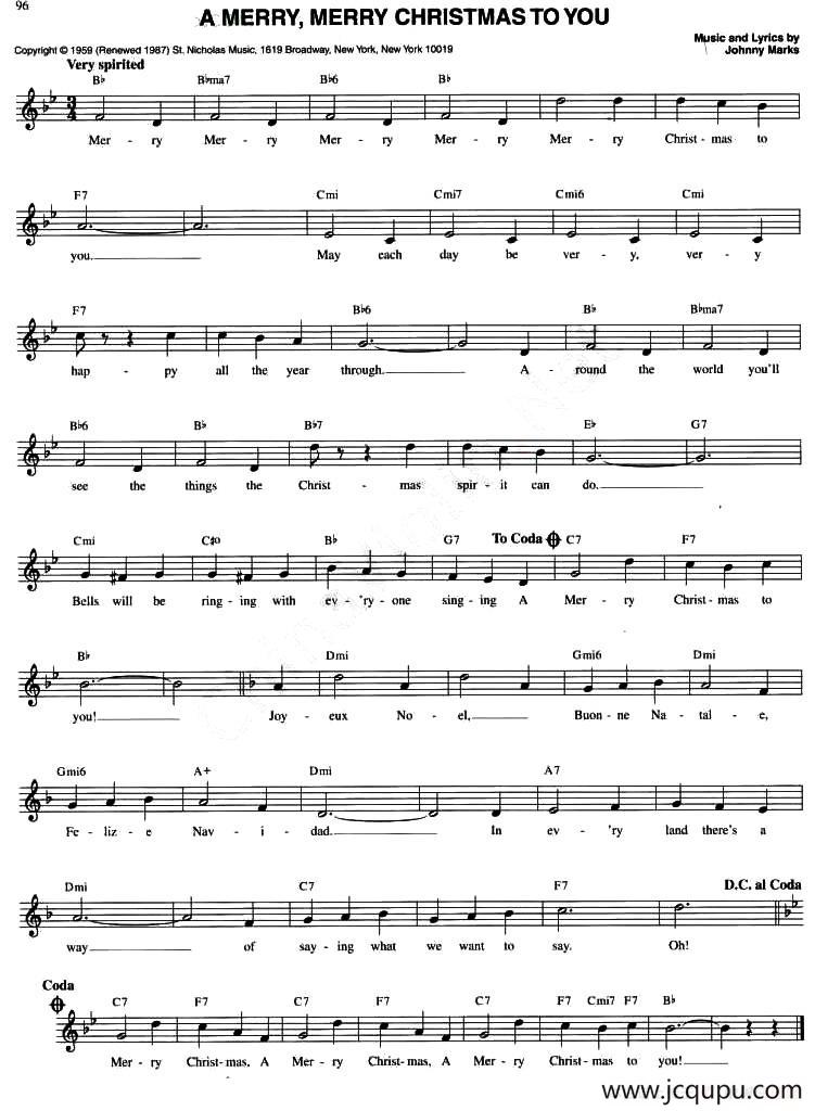 A MERRY,MERRY CHRISTMAS TO YOU简谱