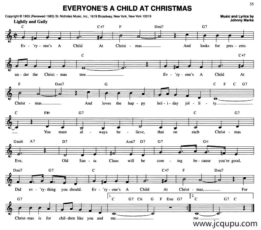 THE ULTIMATE CHRISTMAS FAKE BOOK：49.EVERYONE'S A CHILD AT CHRISTMAS简谱