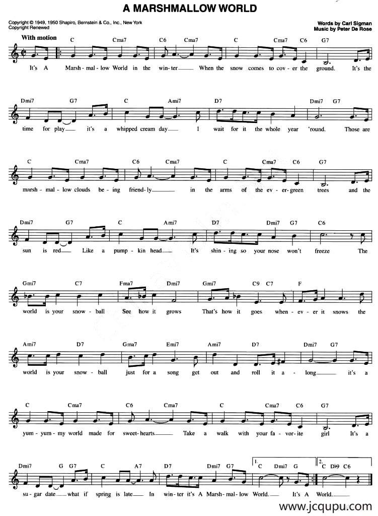 A MARSHMALLOW WORLD简谱