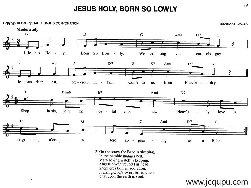 JESUS HOLY,BORN SO LOWLY简谱