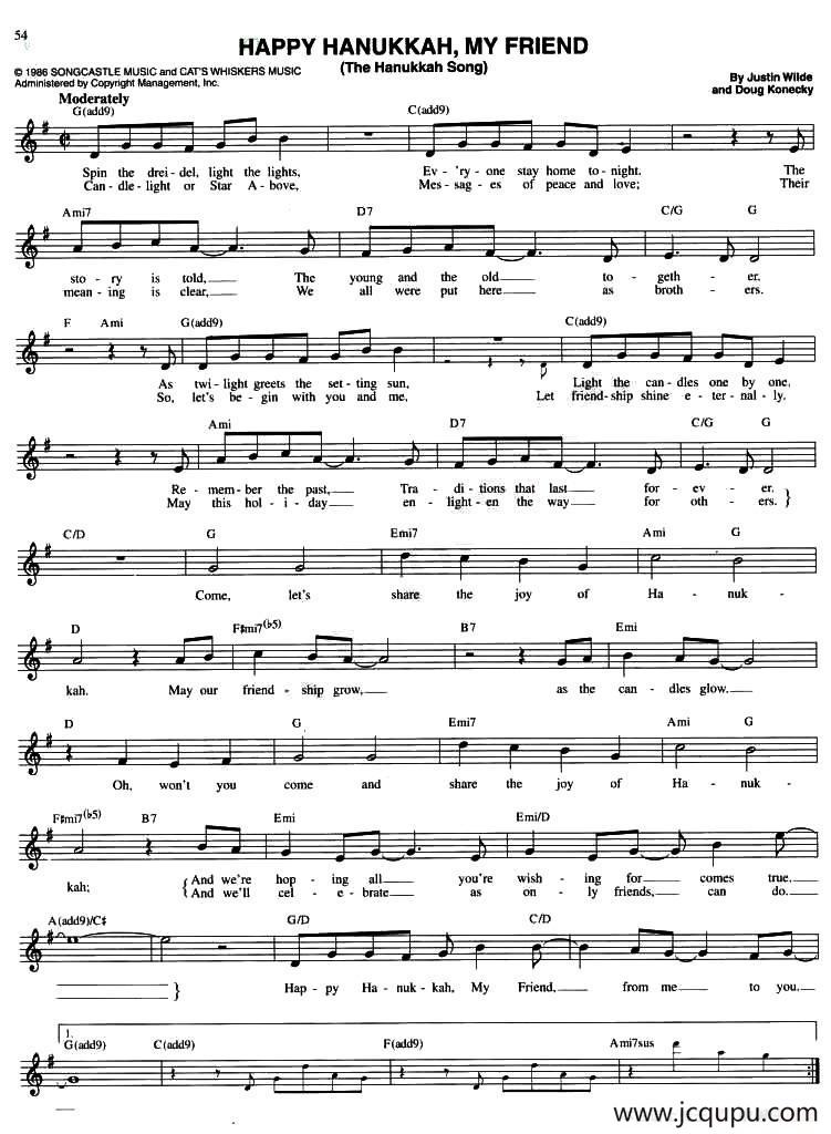 HAPPY HANUKKAH,MY FRIEND简谱
