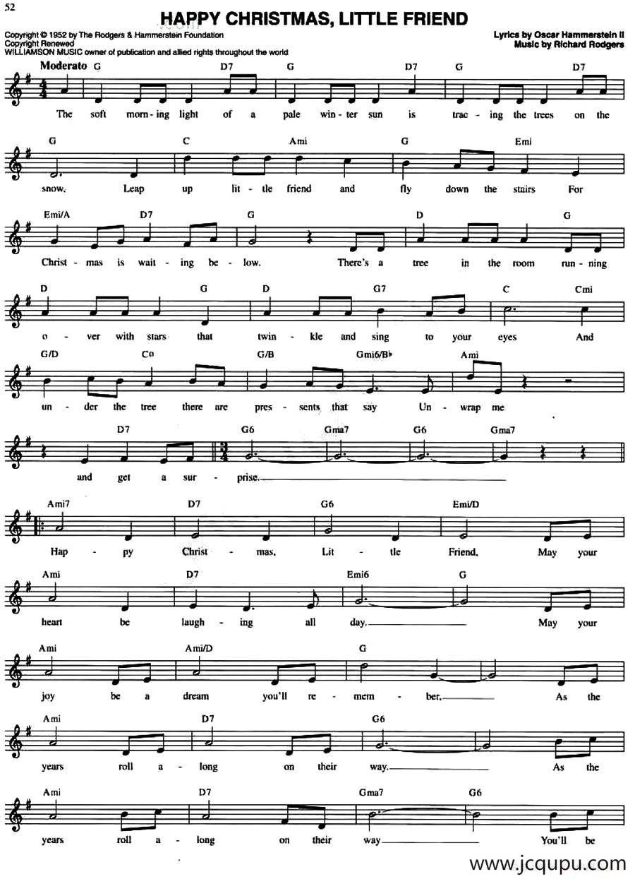 HAPPY CHRISTMAS,LITTLE FRIEND简谱