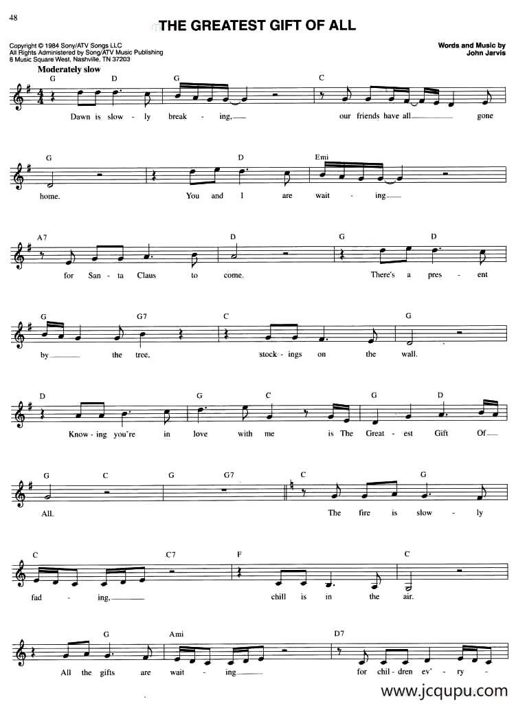THE GREATEST GIFT OF ALL简谱