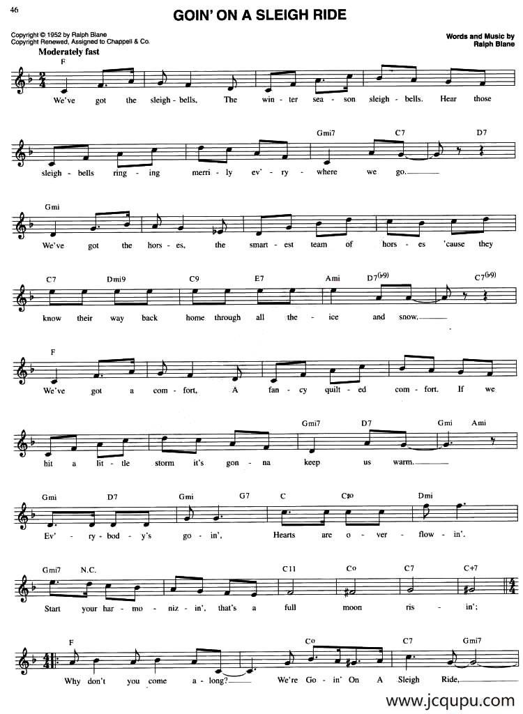 GOIN' ON A SLEIGH RIDE简谱