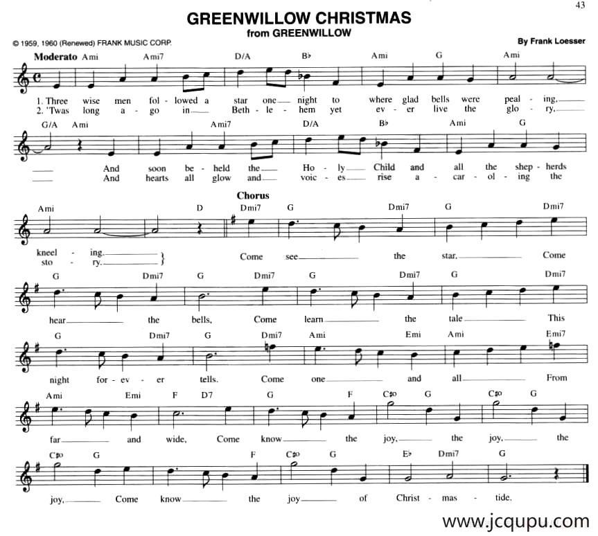 GREENWILLOW CHRISTMAS简谱