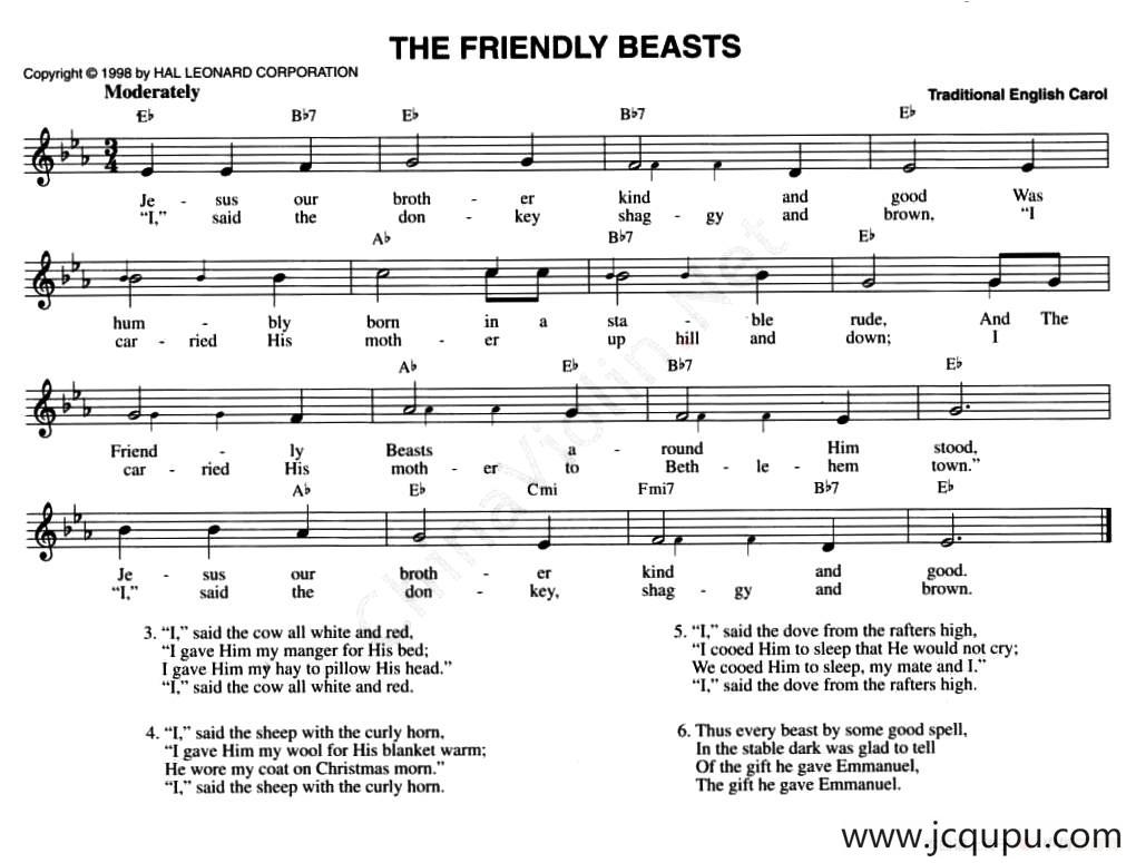 THE FRIENDLY BEASTS简谱