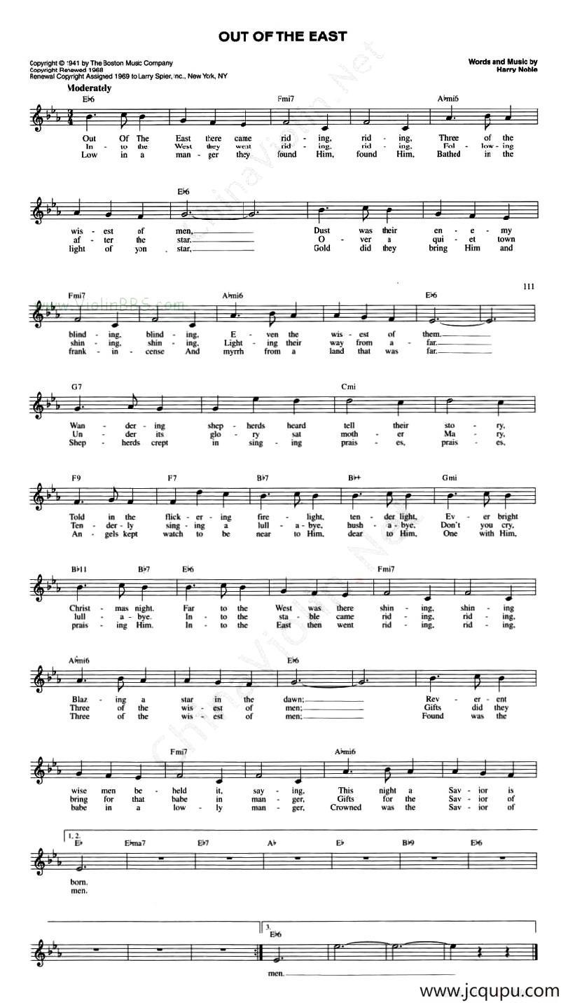 OUT OF THE EAST简谱