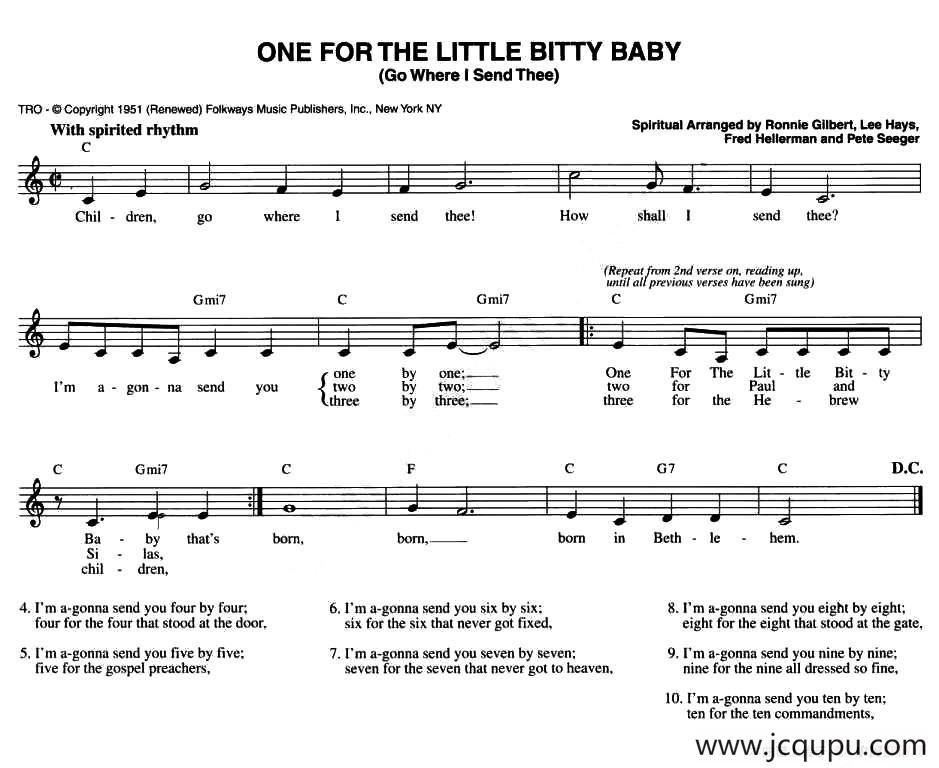 ONE FOR THE LITTLE BITTY BABY简谱