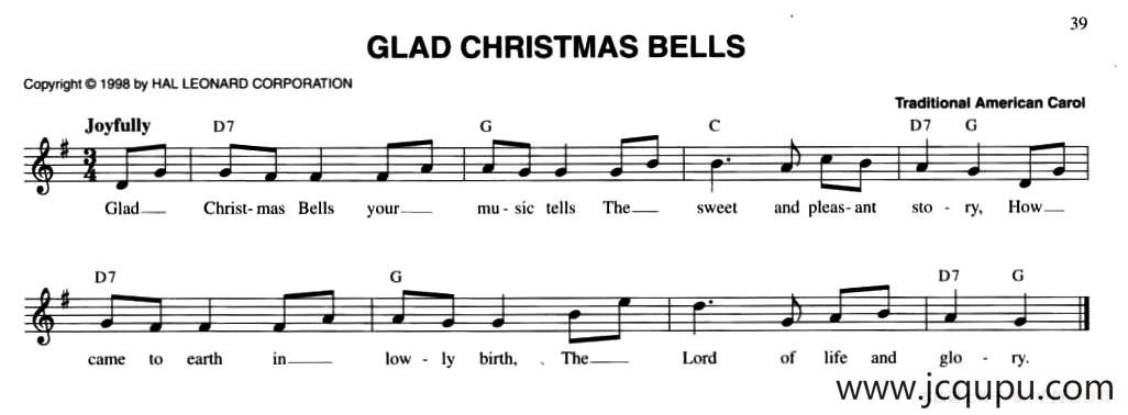GLAD CHRISTMAS BELLS简谱