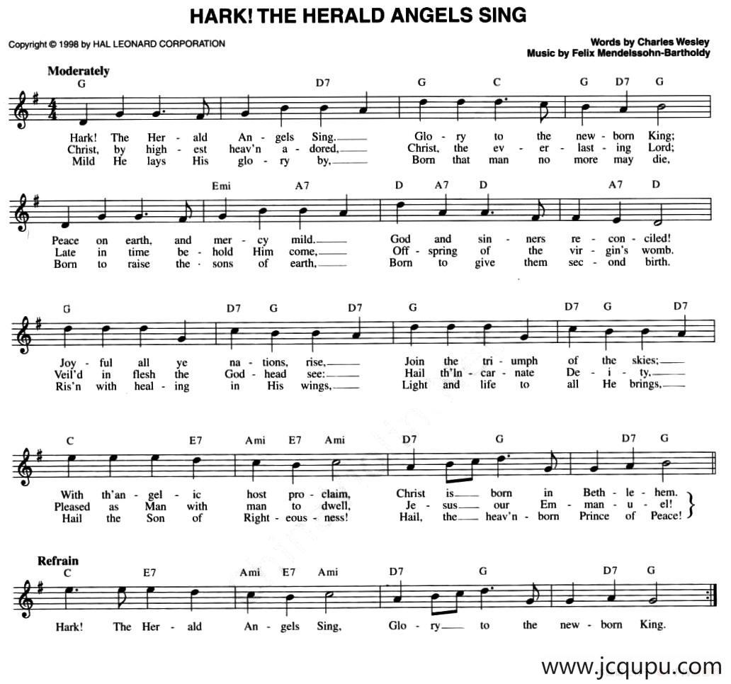 HARK! THE HERALD ANGELS SING简谱