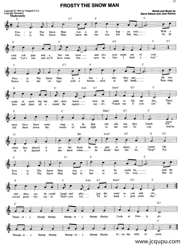 FROSTY THE SNOW MAN简谱