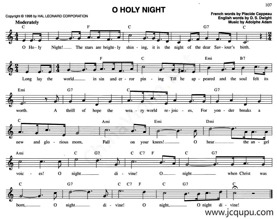 O HOLY NIGHT简谱