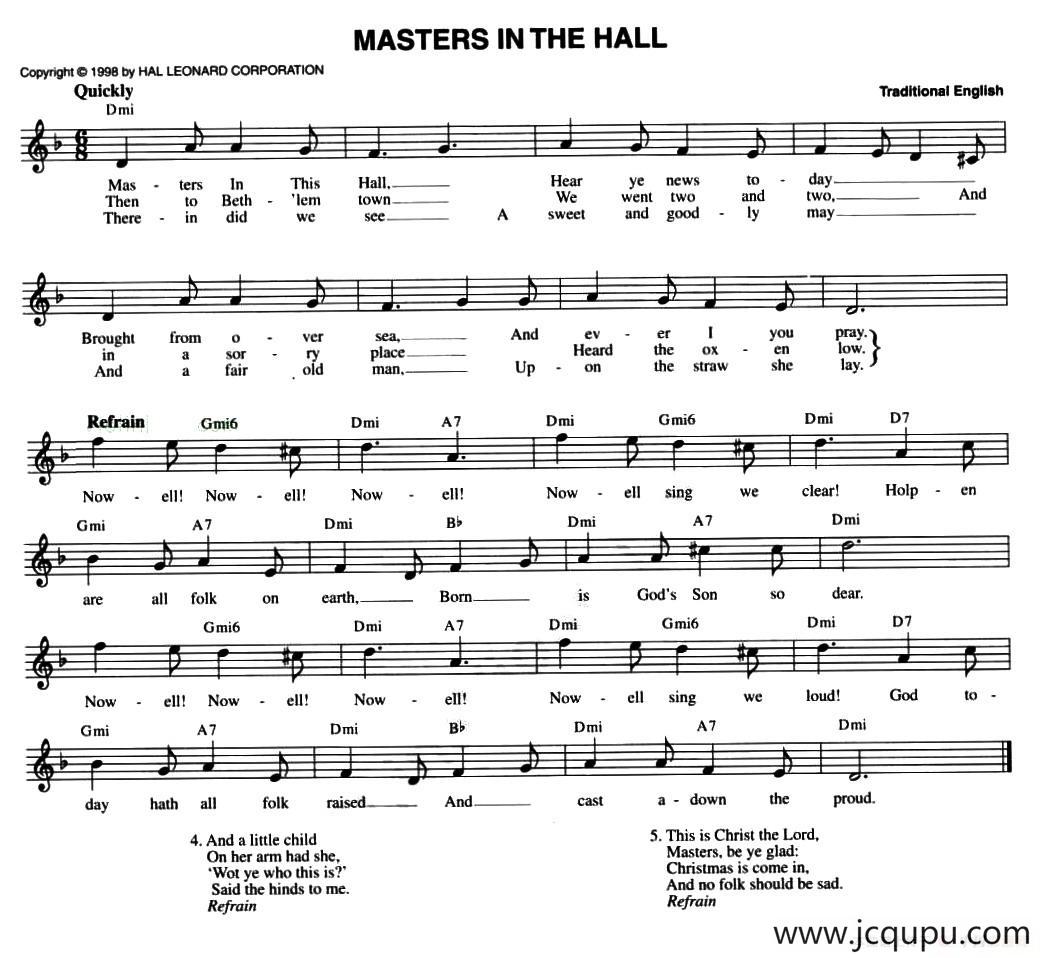 MASTERS IN THE HALL简谱