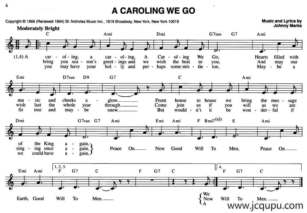 A CAROLING WE GO简谱