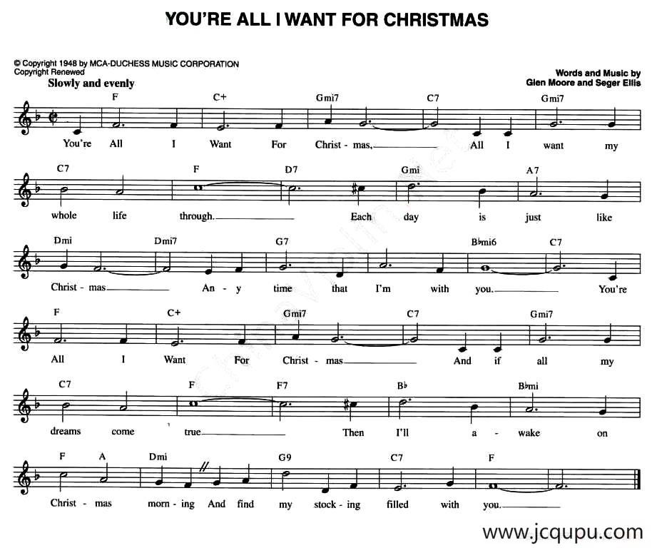 YOU'RE ALL I WANT FOR CHRISTMAS简谱