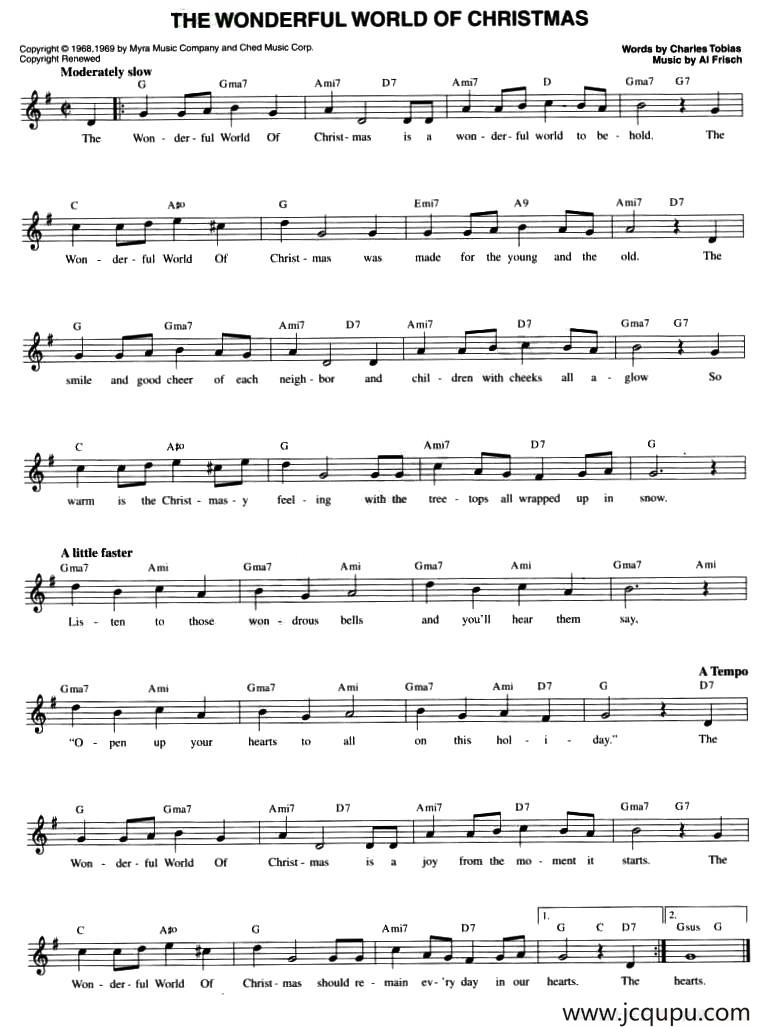 THE WONDERFUL WORLD OF CHRISTMAS简谱
