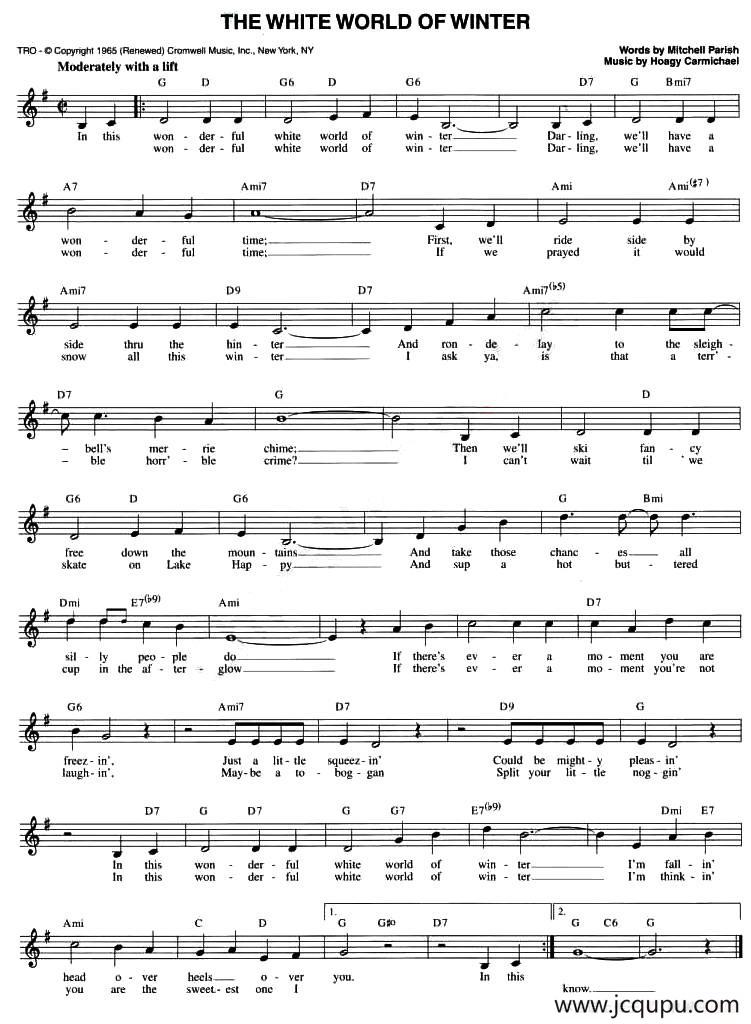 THE WHITE WORLD OF WINTER简谱