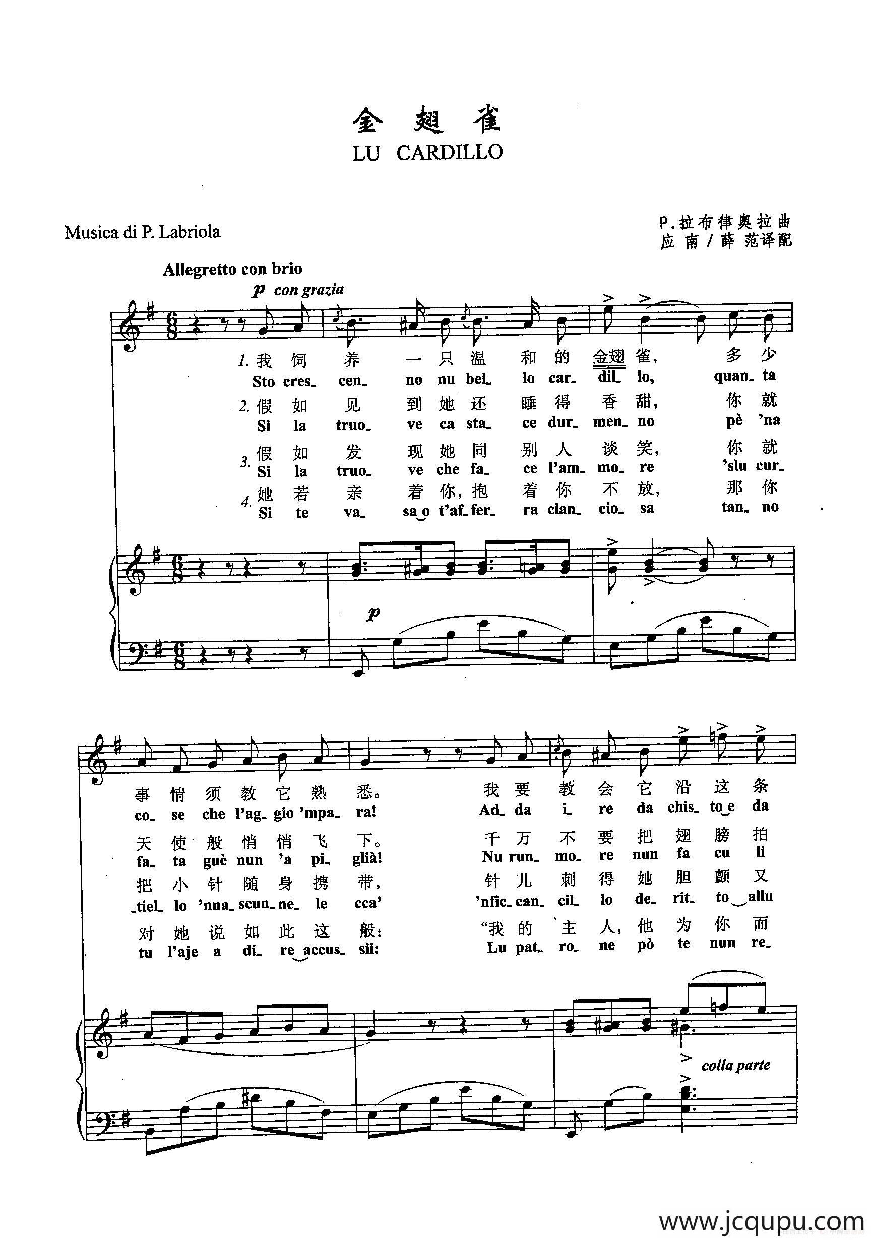 ​[意]22金翅雀（正谱）简谱