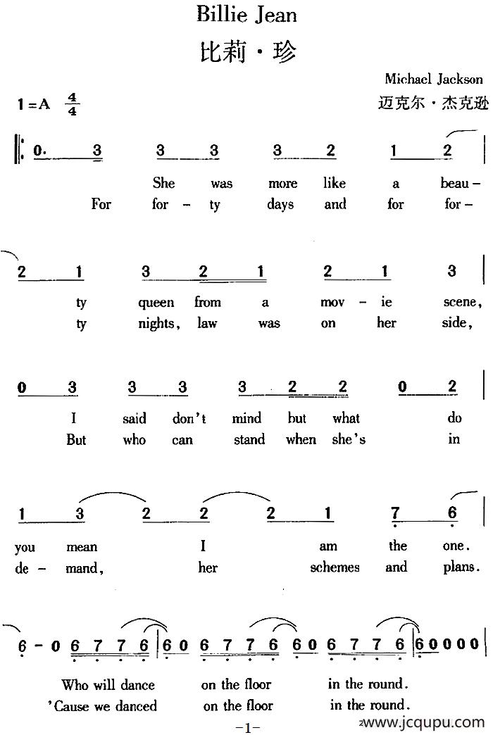 Billie Jean 比莉·珍简谱